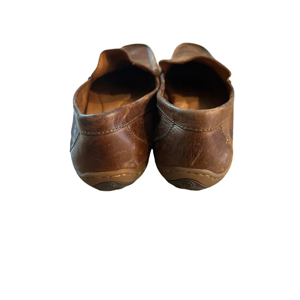 Born Mens Brown Leather Loafers Slip On Driving Moc‎ Shoes Handcrafted Footwear